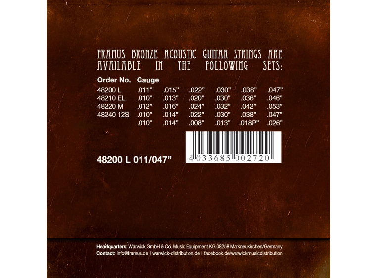 Framus Bronze Acoustic Guitar Strings (011-047) Light 