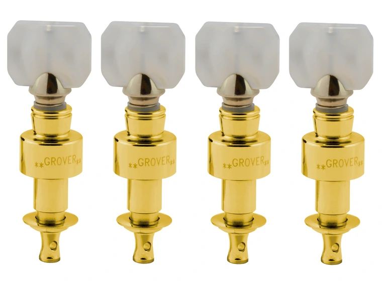 Grover 120G Geared Banjo Pegs w/Square Pearloid Button - 4 pcs,Gold 