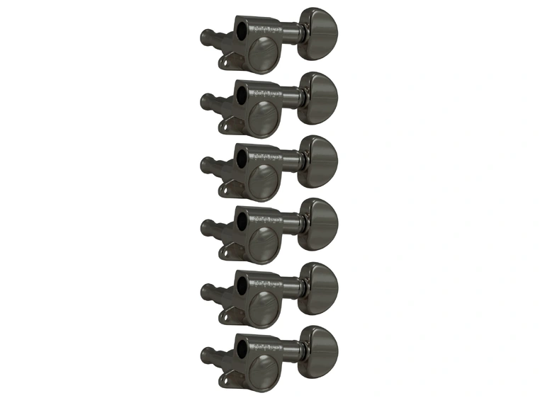 Grover 205BN6 Mini Rotomatics 6-in-Line w/Round Button (Left) - Black Nickel 