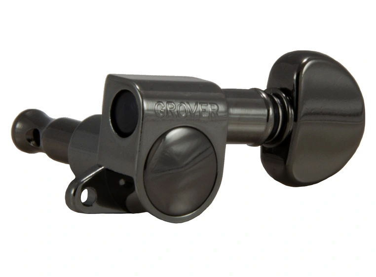 Grover 205BN6 Mini Rotomatics 6-in-Line w/Round Button (Left) - Black Nickel 
