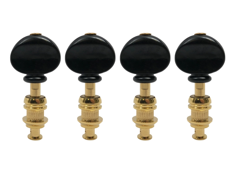 Grover 4BG Sta-Tite Ukulele Pegs w/Black Button - 4 pcs. - Gold 
