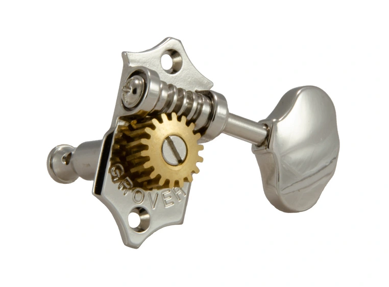 Grover U98-18N Sta-Tite Geared Ukulele Pegs w/Metal Btn, 25.2mm Post 4pk Nickel 