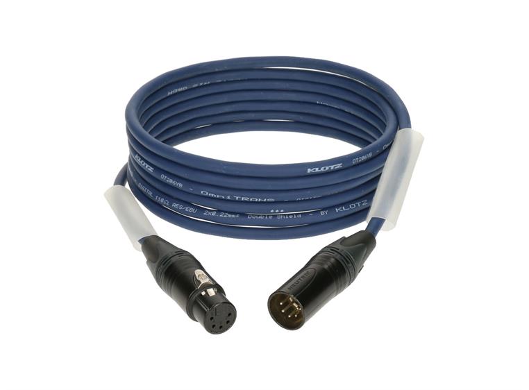 Klotz DMX 5 pin Neutrik XLR 3 pins wired Blå kabel PVC 1,5m