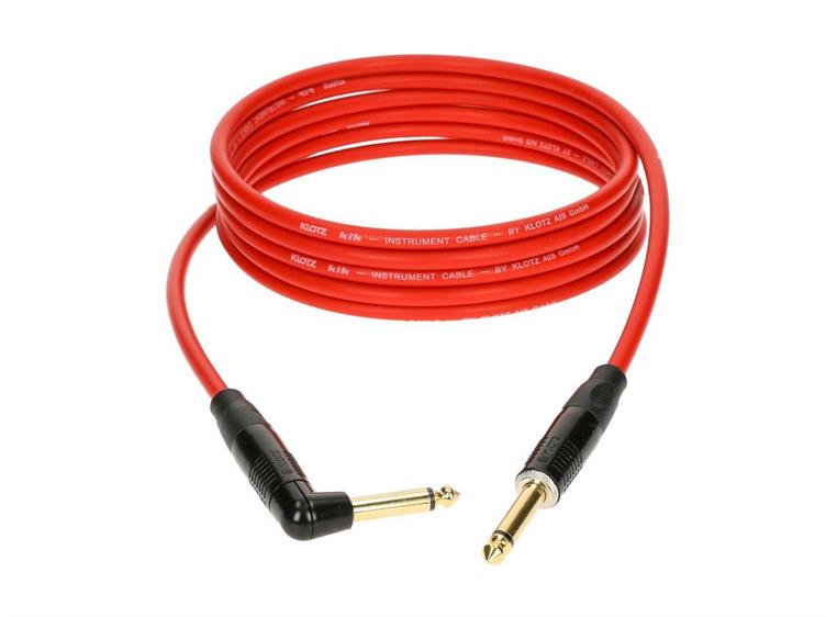 Klotz KIK Instr.Cable straight-angled metal jack red 9m