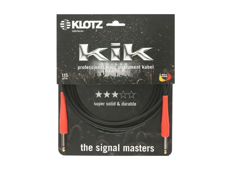 Klotz KIK Instr. Cable red sleeves Jack 2p - Jack 2p, 3m 