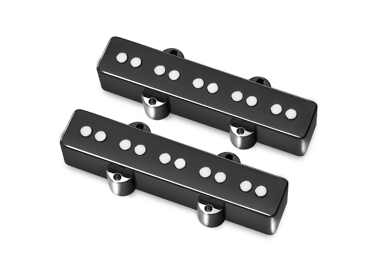 MEC Passive J/J-Style Bass Pickup Set Metal Cover, 5-str. Black Chrome 