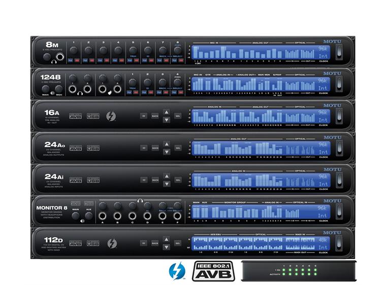MOTU 24Ao AVB og USB2 Audio interface AVB Ethernet, USB2, 24 analoge ut