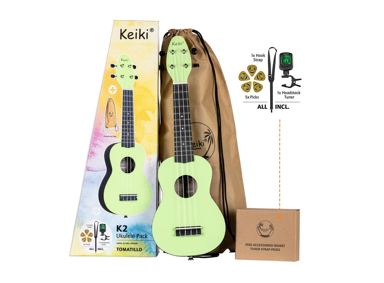 Ortega K2-TMO Keiki Soprano ukulele Sett, Tomatillo 