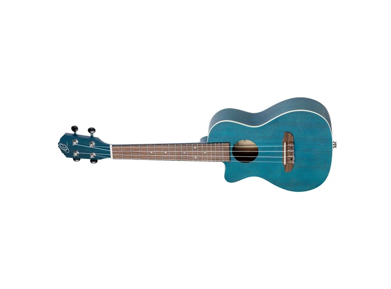 Ortega RUOCEAN-CE-L Concert ukulele med mik. Earth, See Thru Blue, Lefthand 