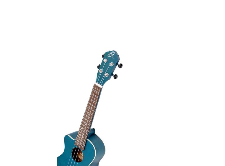 Ortega RUOCEAN-CE-L Concert ukulele med mik. Earth, See Thru Blue, Lefthand
