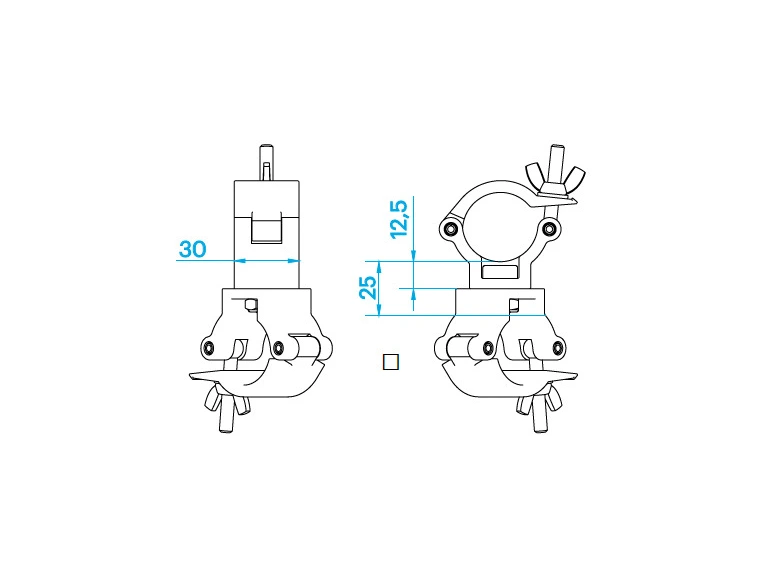 PROLYTE CLP-P436B Swivel clamp Swl 160Kg (Sf8:1), Sort, Ø32-35mm Rør 