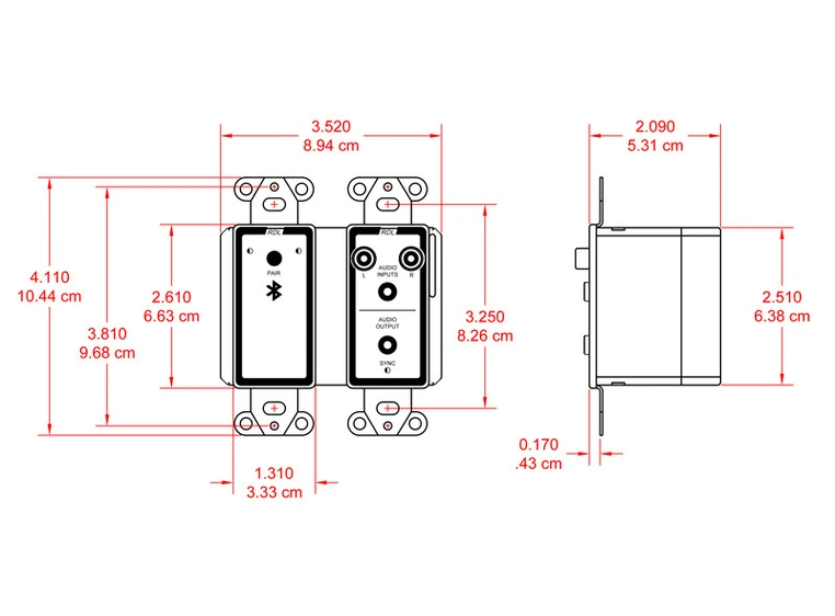 RDL Dante Veggpanel 2xRCA/Minijack 