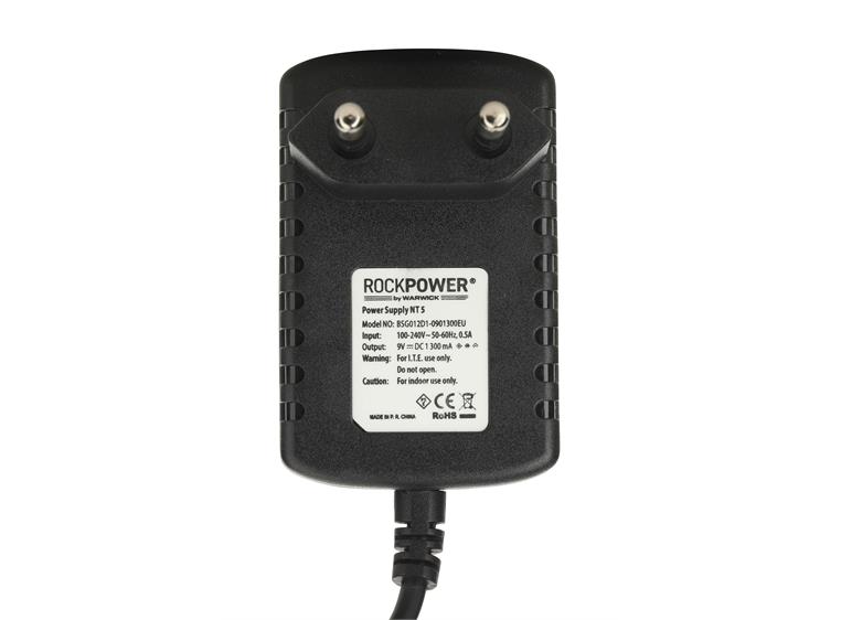 RockPower NT 5 - Power Supply Adapter 9V DC, 1.300 mA, (-) Center, Euro Plug