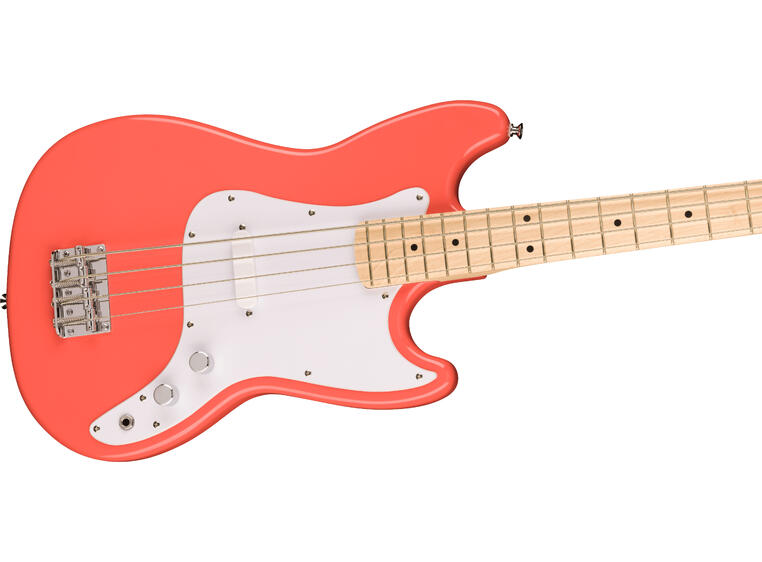 Squier Sonic Bronco Bass, Maple White Pickguard, Tahitian Coral
