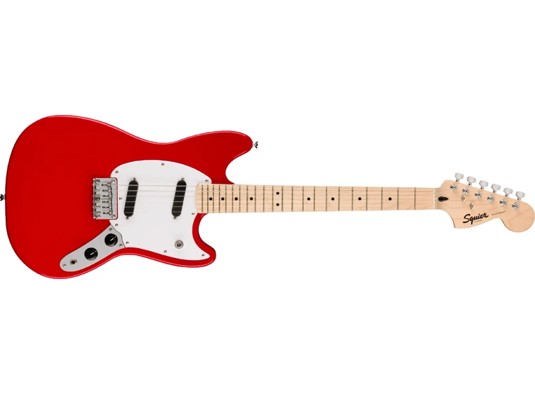 Squier Sonic Mustang, Maple White Pickguard, Torino Red 