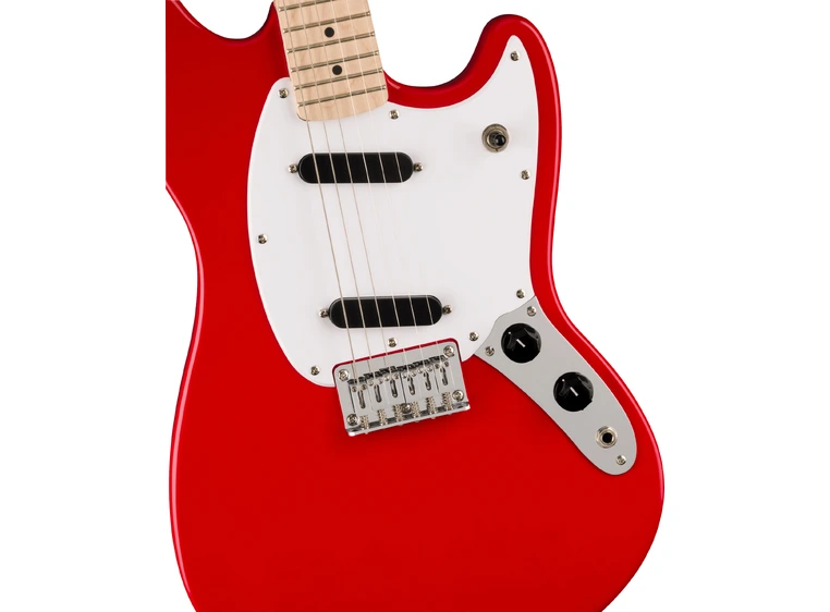 Squier Sonic Mustang, Maple White Pickguard, Torino Red 