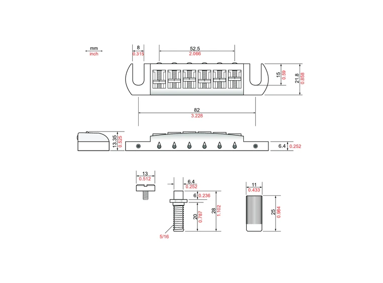 TonePros AVT2G C - Wraparound Bridge with SS1 Locking Studs - Chrome 