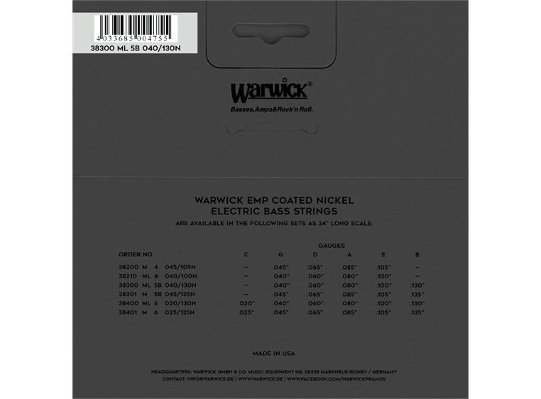 Warwick EMP Coated Bass String Set (040-130) 5-Str, Low B, Med Light
