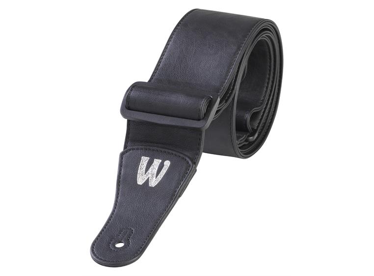 Warwick Synthetic Leather Bass Strap Black, Silver Embossing
