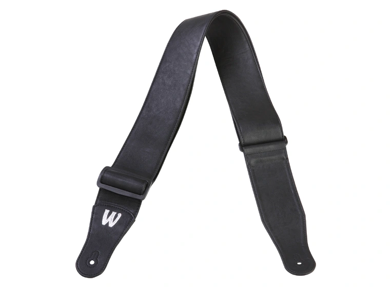 Warwick Synthetic Leather Bass Strap Black, Silver Embossing 