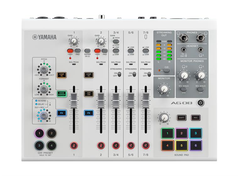 Yamaha AG08 Hvit Alt-i-ett streamingmikser