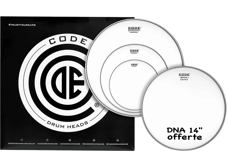 Code Drumheads TPGENCTDR, Generator Rock Pack 10,12,16 coated + 14" DNA 