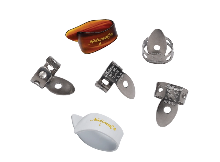 D'Addario NP2SS7T8W-06 PW National 6-pk Finger/Thumb pick, Stainless Steel/CL 