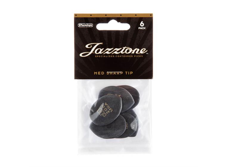 Dunlop 477P206 Jazztone M Round Tip Pick 6-pakning