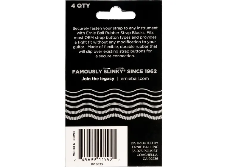 Ernie Ball EB-5625 Strap Blocks, Gray 4 pc 