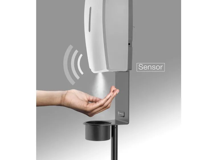 K&M 80329 Desinfeksjonsmiddelstativ sort inkludert sensor-dispenser 