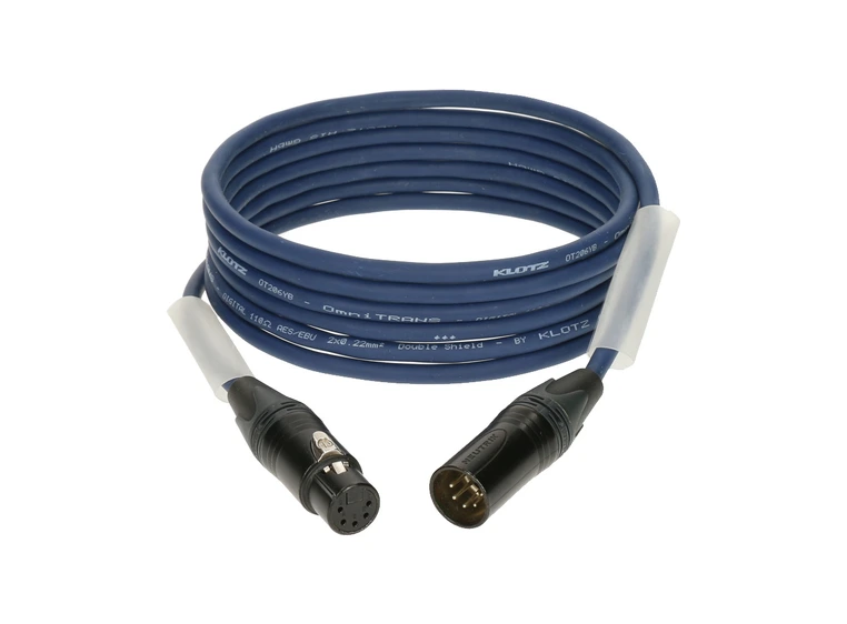 Klotz DMX 5 pin Neutrik XLR 3 pins wired Blå kabel PVC 30 cm 