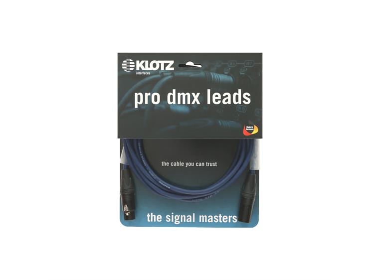 Klotz DMX 5 pin Neutrik XLR 3 pins wired Blå kabel PVC 25m