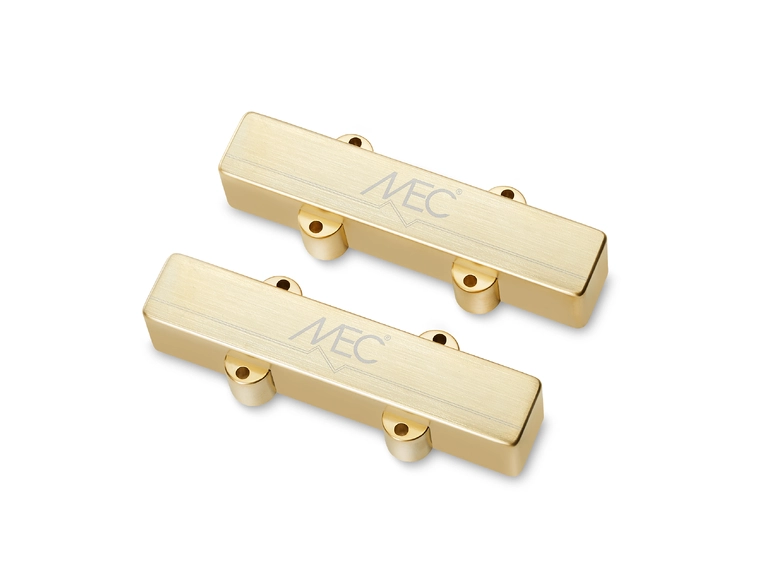 MEC Active J/J-Style Bass Pickup Set Metal Cover, 5-String - Brushed Gold 