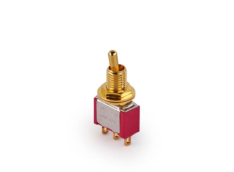 MEC Mini Toggle Switch, Short Solder Lugs, ON/ON, SPDT - Gold
