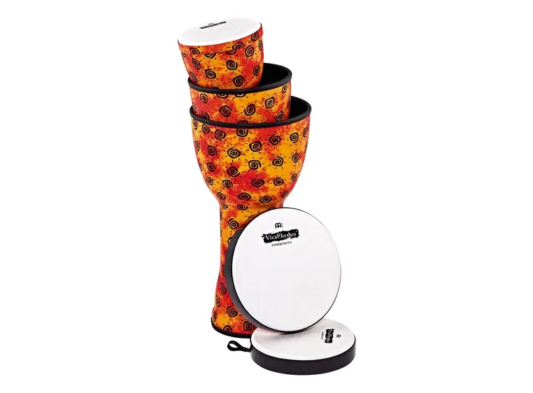 Meinl VR-SDJSET-SH VivaRhythm Djembe Set, (8,10,12) Synthetic Head 