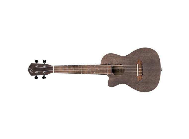Ortega RUCOAL-CE-L Concert ukulele med mik. Earth, See Thru Black, Lefthand