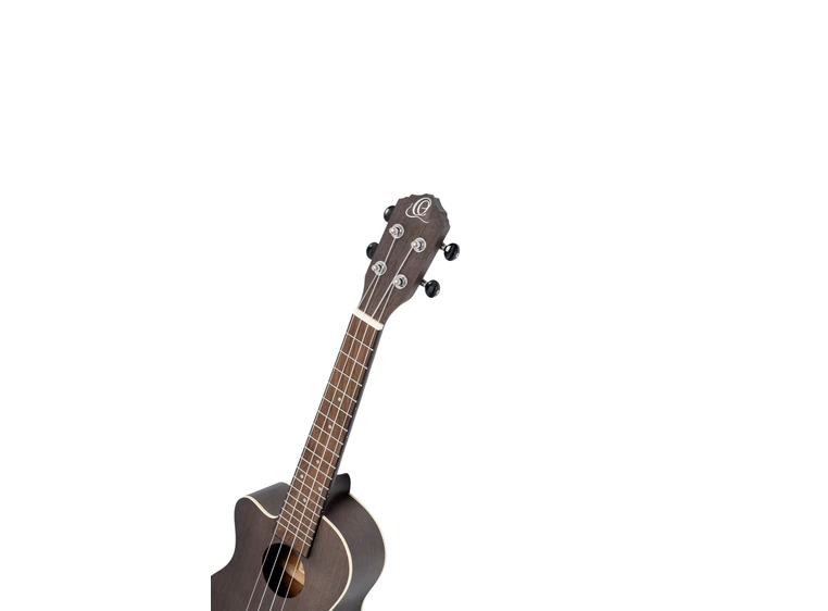 Ortega RUCOAL-CE-L Concert ukulele med mik. Earth, See Thru Black, Lefthand 