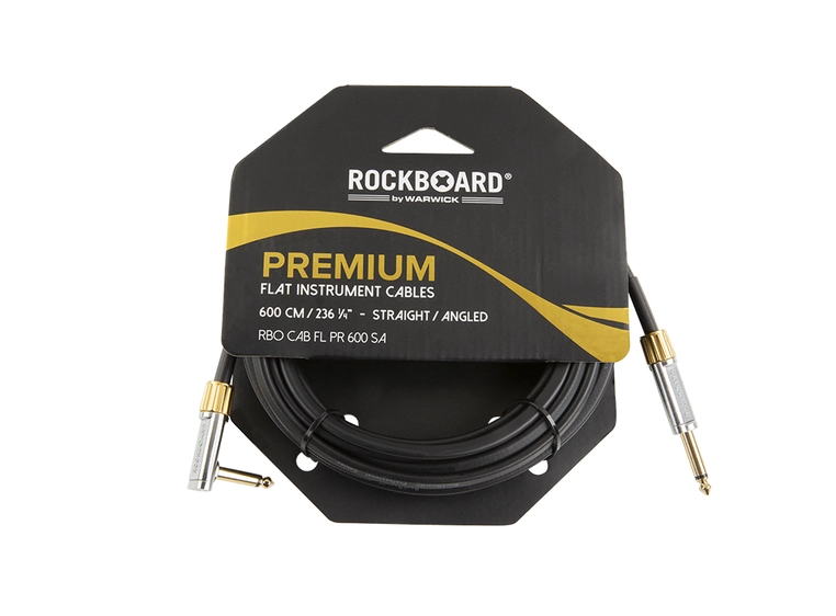 RockBoard Flat Instrument Cable, 600 cm Straight / Angled, Premium Series 