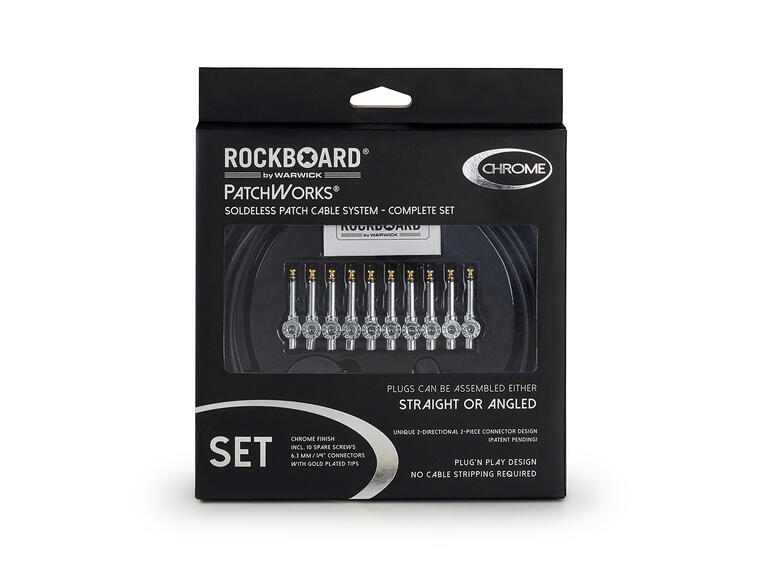 RockBoard Solderless Patch Cabel Set Chr 10 plugger + 3m kabel. RBO CAB PW SET CR