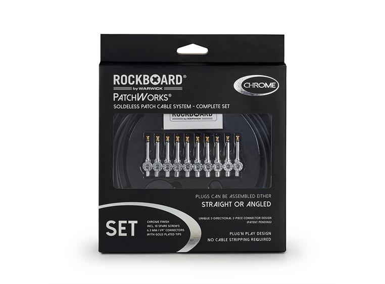 RockBoard Solderless Patch Cable Set PatchWorks, + 10 Plugs, 300 cm, Chrome