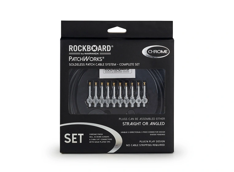 RockBoard Solderless Patch Cable Set PatchWorks, + 10 Plugs, 300 cm, Chrome 