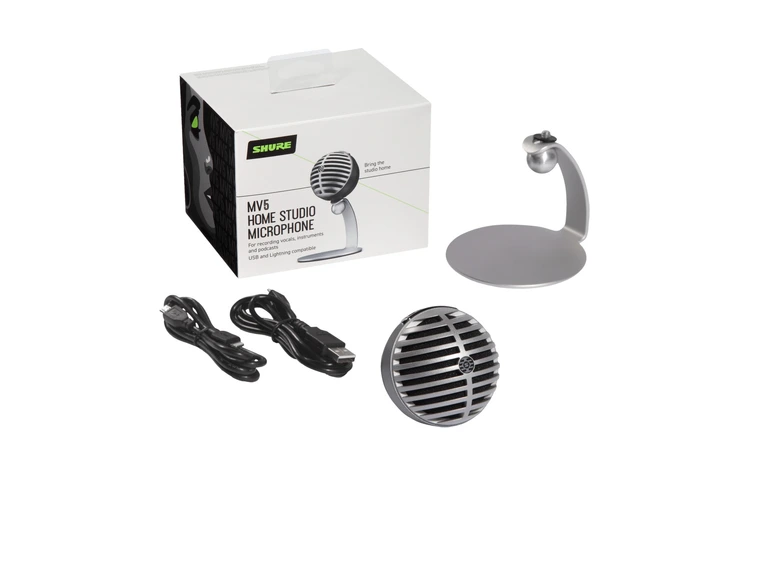 Shure MV5-DIG Condenser Microphone Cardioid, Gray, USB 