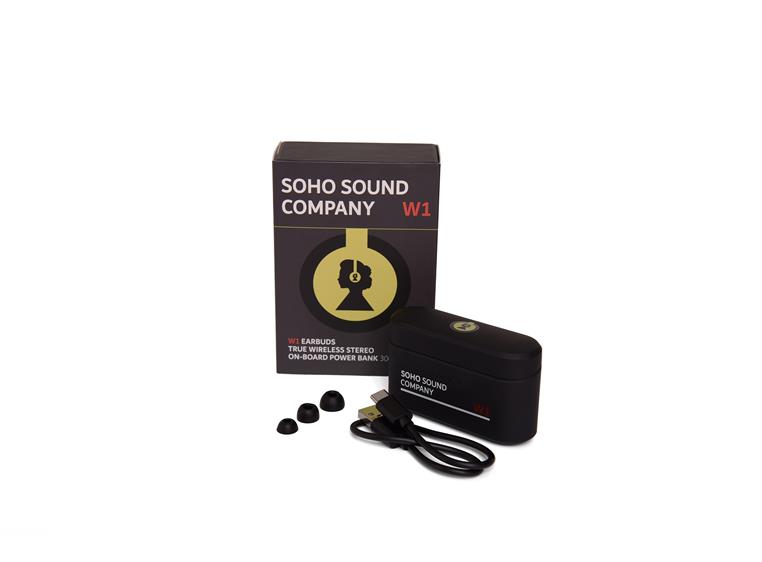 Soho W1 Trådløse øreplugger med innebygd powerbank - Bass Black