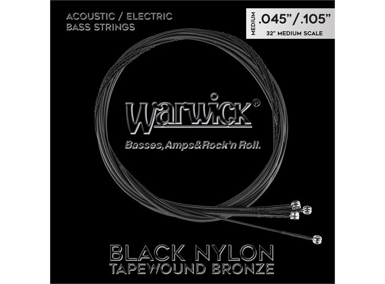 Warwick Black Nylon Tapewound Bass (045-105) String Set 4-Str, Medium
