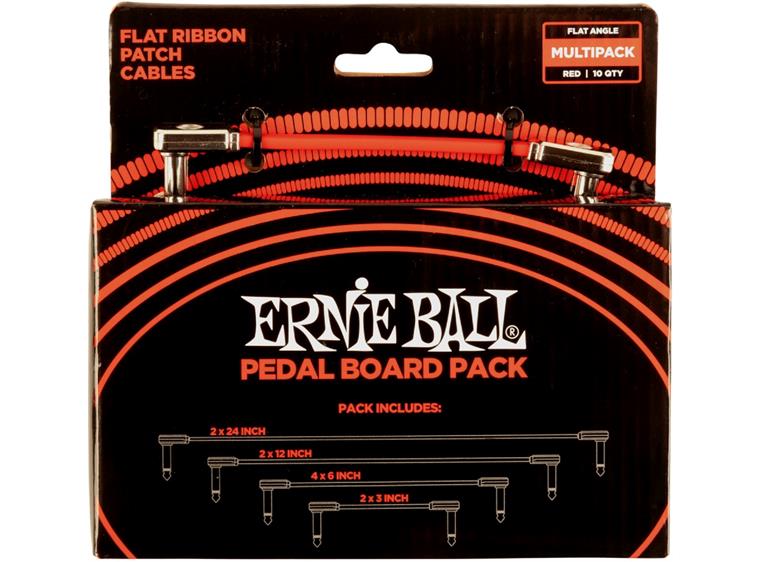 Ernie Ball EB-6404 Patch Flat Cable Red Multipack - totalt 10 kabler