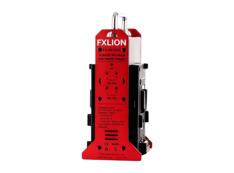 FXLION FX-4S7S2D Bi-voltage V-lock lader 29.4V, 5.0A 
