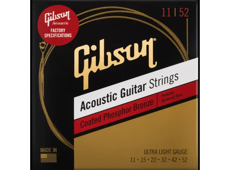 Gibson S&A Coated Phosphor Bronze (011-052) Ac. Guitar Str. - Ultra-Light 