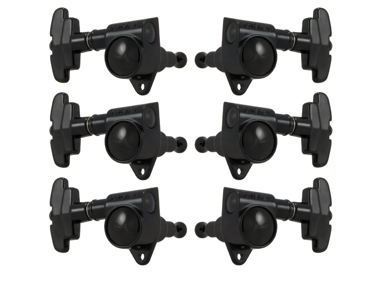 Grover 109-18BC Super Rotomatics Guitar Machine Heads, 3+3 - Black Chrome 