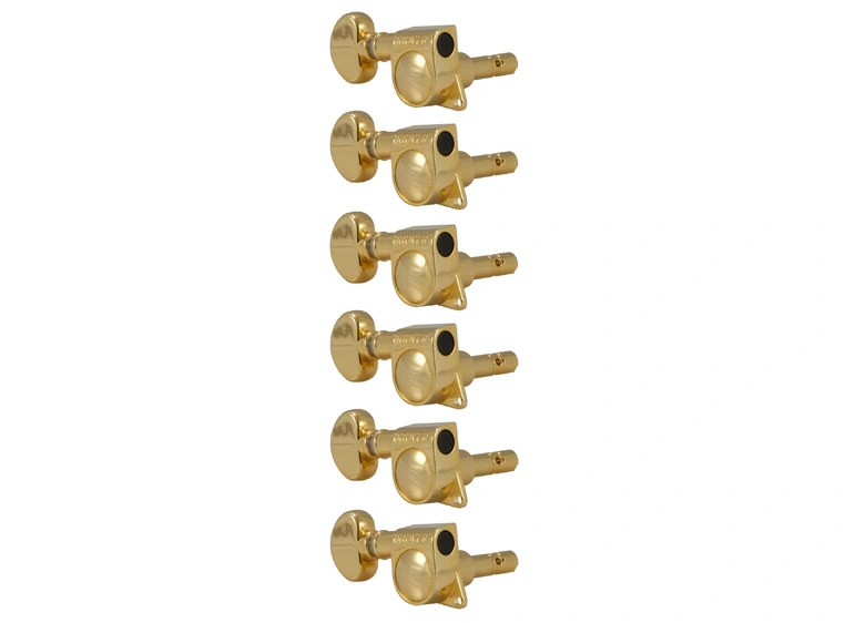 Grover 406GL6 Mini Locking Rotomatics w/Round Button 6-in-Line, LH, Gold 