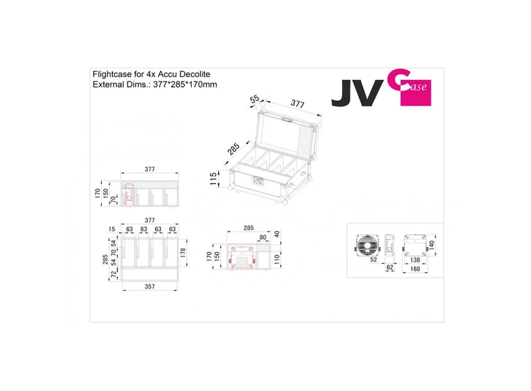 JB Systems Case for Accu Decolite IP For 4 stk. Accu Decolite + tilbehør 